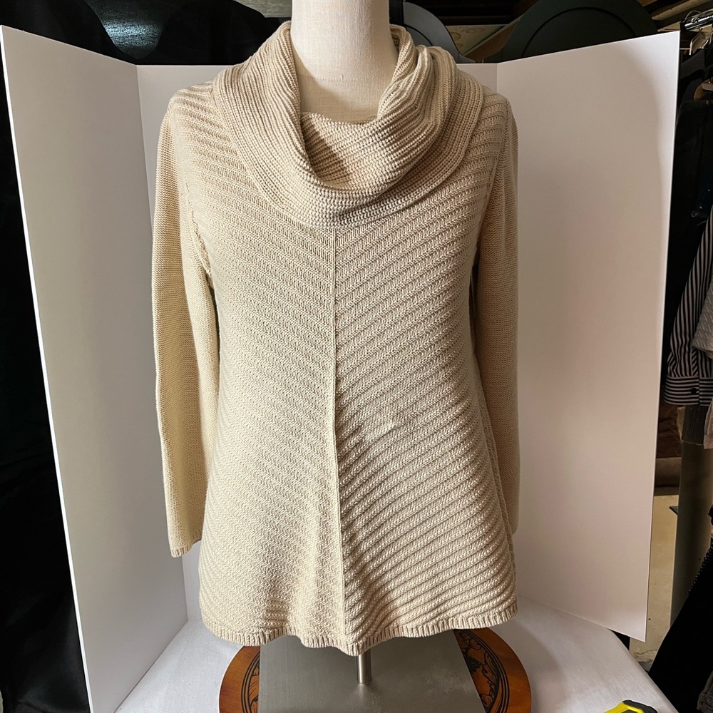 Elegant Cream Cowl Neck Sweater